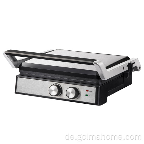 4 Slice rauchlosen BBQ elektrischer Grill-Arbeitsplatte Edelstahl-Sandwich-Panini-Hersteller Kontaktgrill